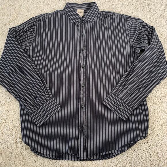 BKE Contour Shirt Mens XL Long Sleeve Black Striped Spread Collar Button Up - Picture 3 of 6